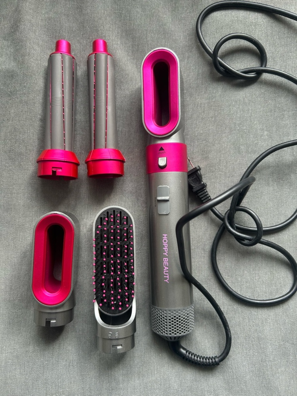 Hoppy Beauty 4-in-1 Hot Air Styler in Gray & Hot Pink